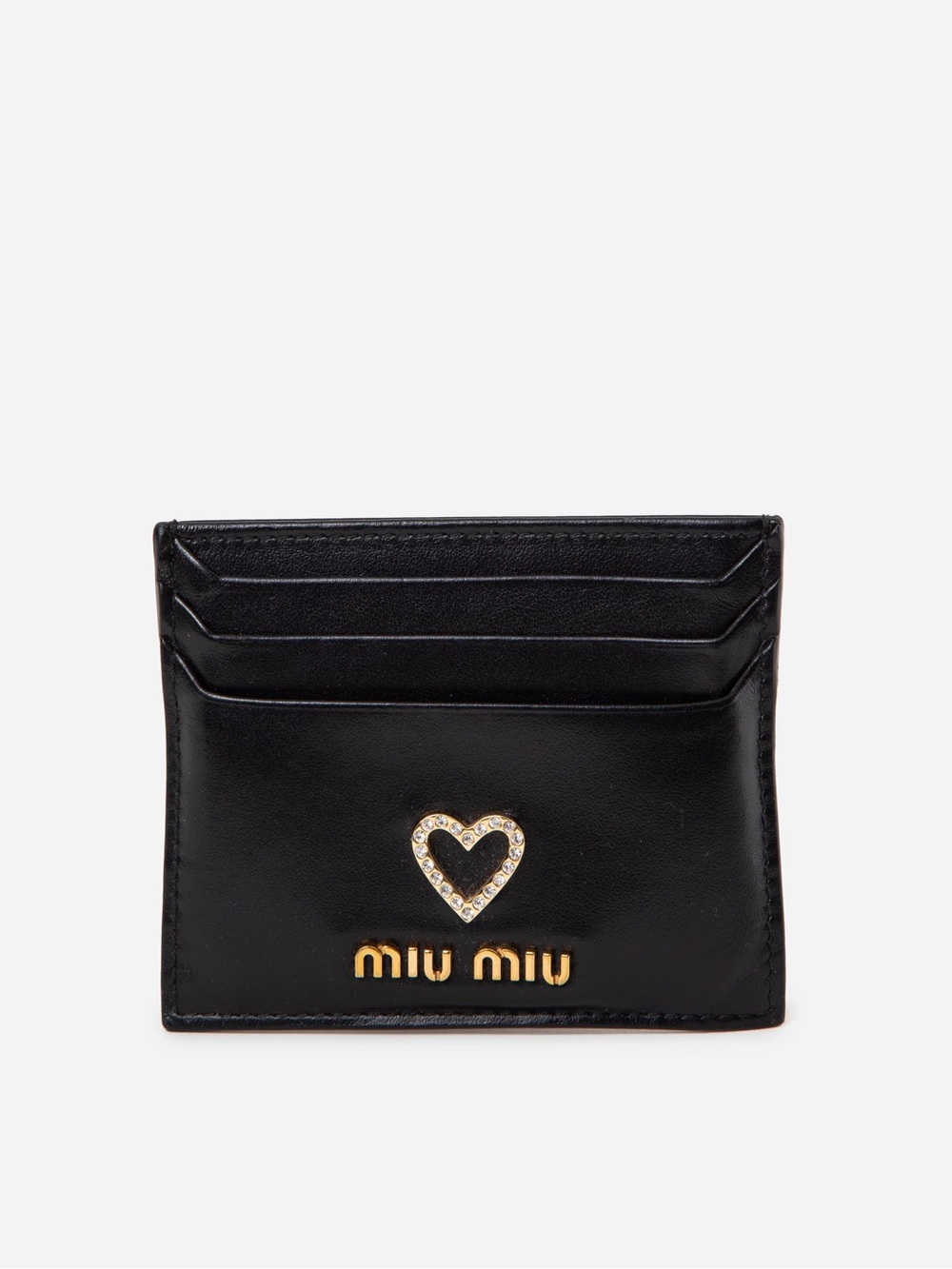 Miu Miu Crystal Heart Black Card Holder